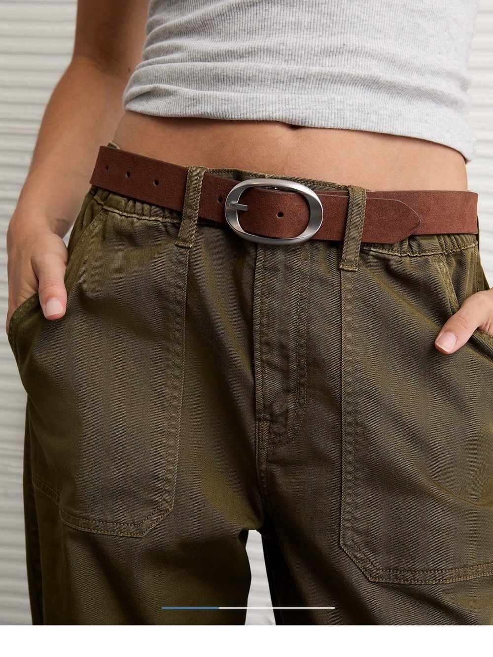 American Eagle Outfitters Oval Twist Buckle Black Leather & Brown Suede Belts